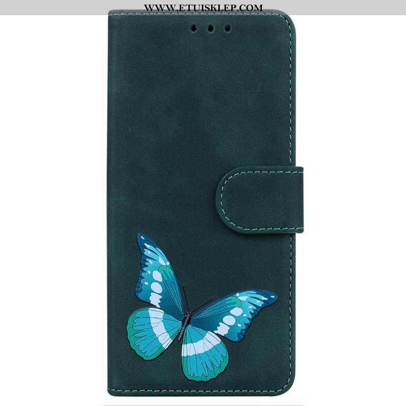 Etui Folio do Realme C35 Motyl Dotykający Skóry